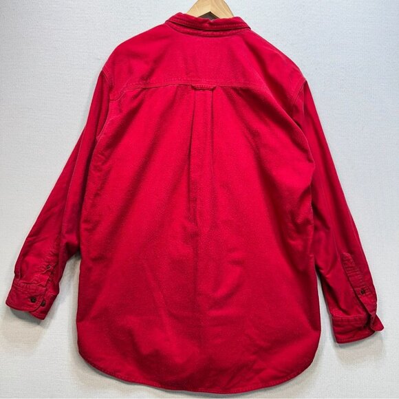Woodrich Mens Long Sleeve Button Down Shirt Large Red Cotton Casual Pocket - Picture 10 of 12